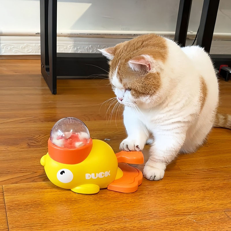 Dog Puzzle Feeder Toy - Gelber Entenförmiger Interaktiver Katzen-Leckerli-Spender Langlebiges Plastik-Trainingsspielzeug