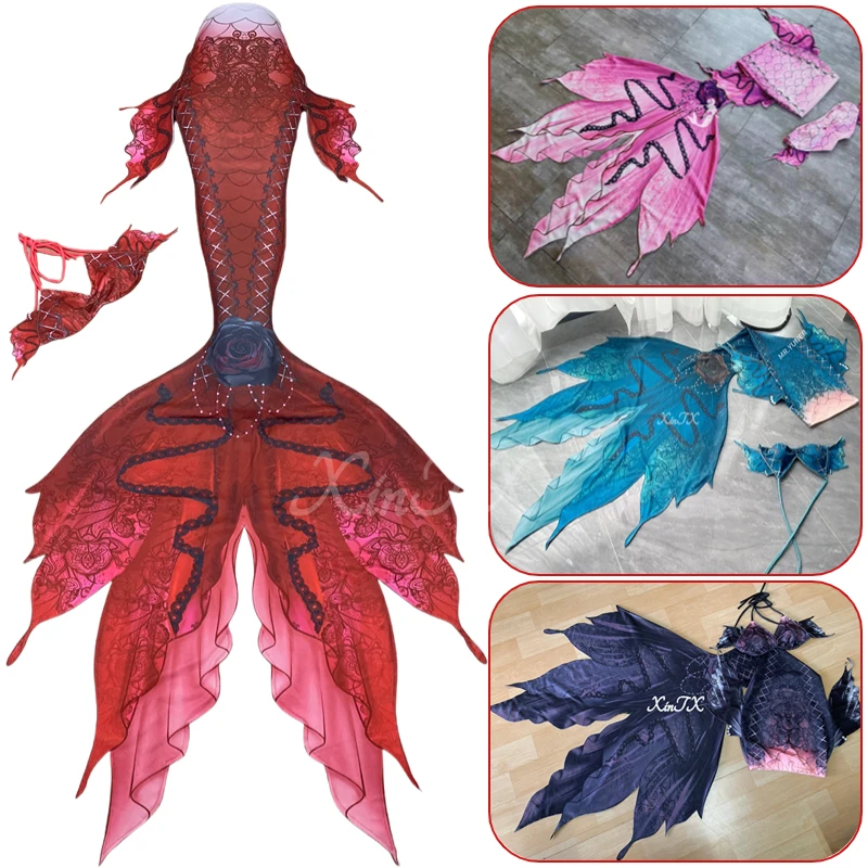 Aquarium - Meerjungfrauen-Schwanz im dunklen Gothic-Stil, sexy Muschelschuppen-Bikini