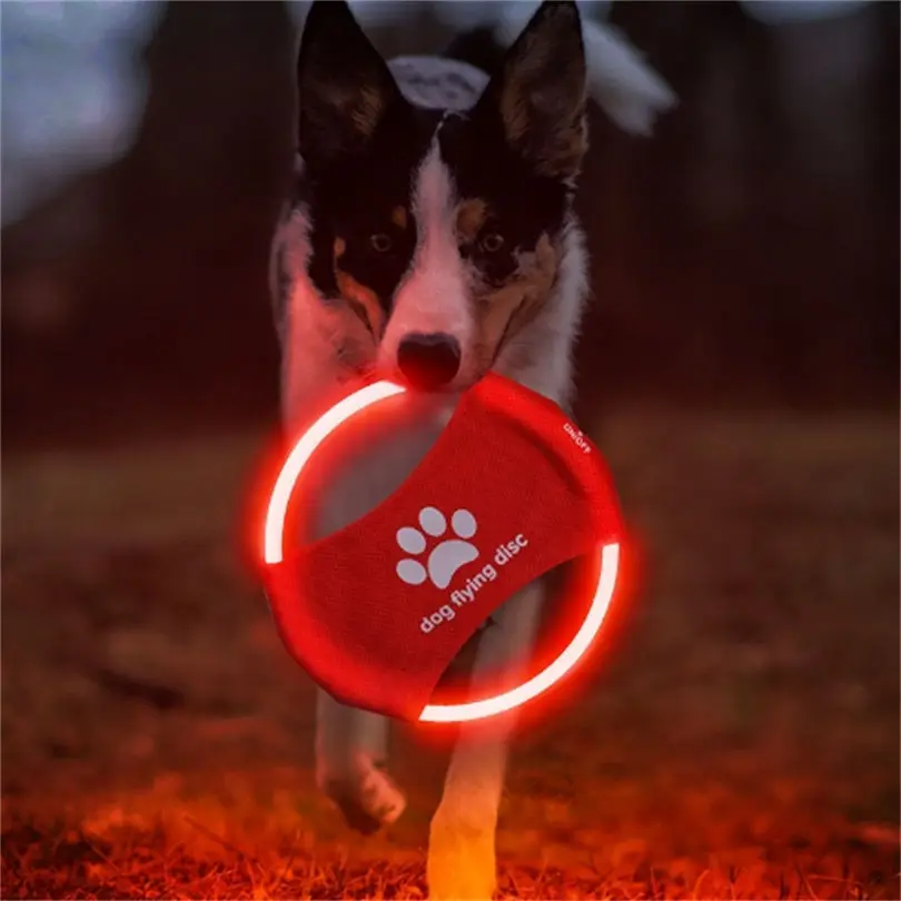 Flying Disc Dog Training Toy - Hundespielzeug, LED leuchtende wiederaufladbare Scheibe, fliegendes