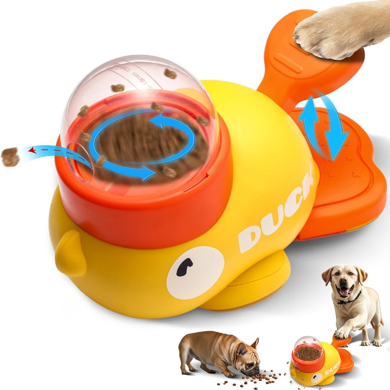 Dog Puzzle Feeder Toy - Gelber Entenförmiger Interaktiver Katzen-Leckerli-Spender Langlebiges Plastik-Puzzle