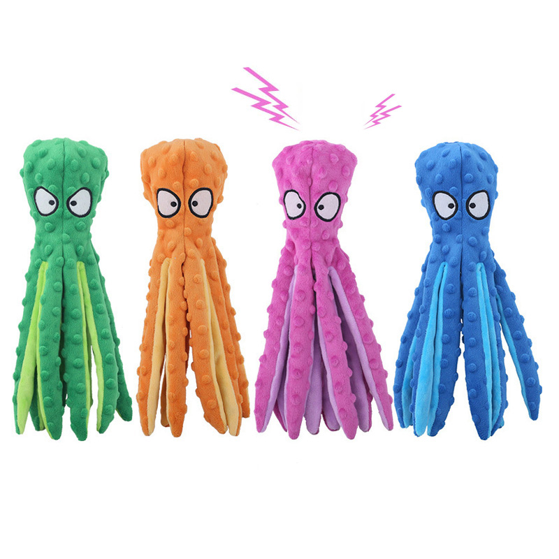 Interactive Squeaky Plush Dog Toy - Haustier Plüsch Hund Spielzeug Stimme Octopus