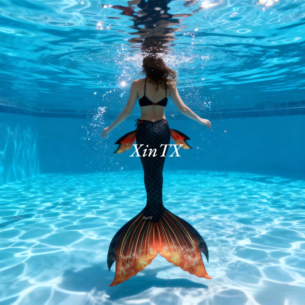 Aquarium - Erwachsenen-Meerjungfrauenflossen-Badeanzug mit passendem BH – Schwimmbekleidung