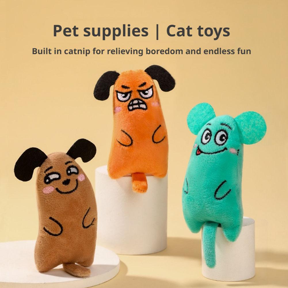 Catnip Interactive Plush Mouse - Cartoon Ausdruck Katze Spielzeug Plüsch Haustier