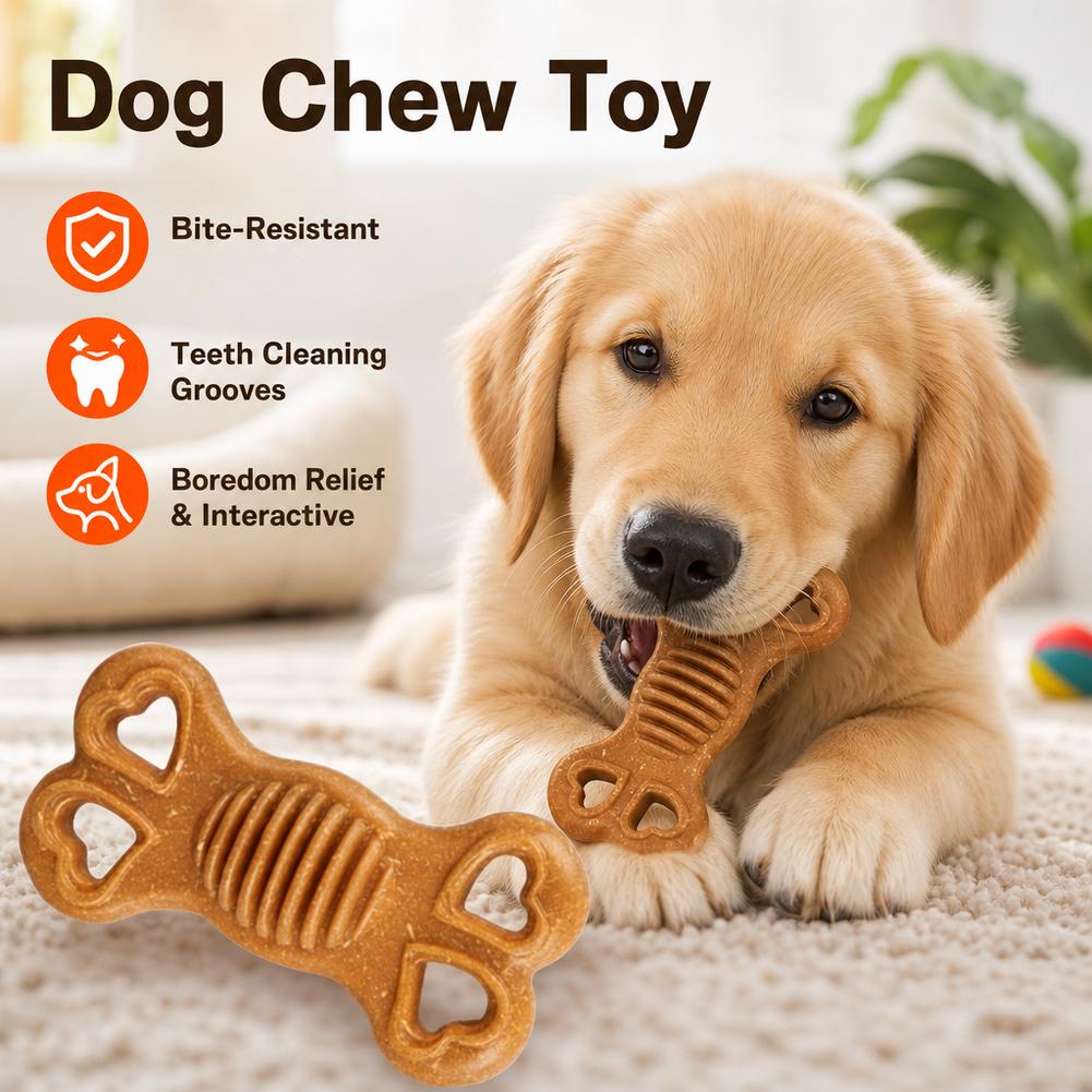 Teeth Cleaning Dog Chew Bone - Unzerstörbares Hundekauknochen für aggressive Kauer, Zahnreinigungsrillen,