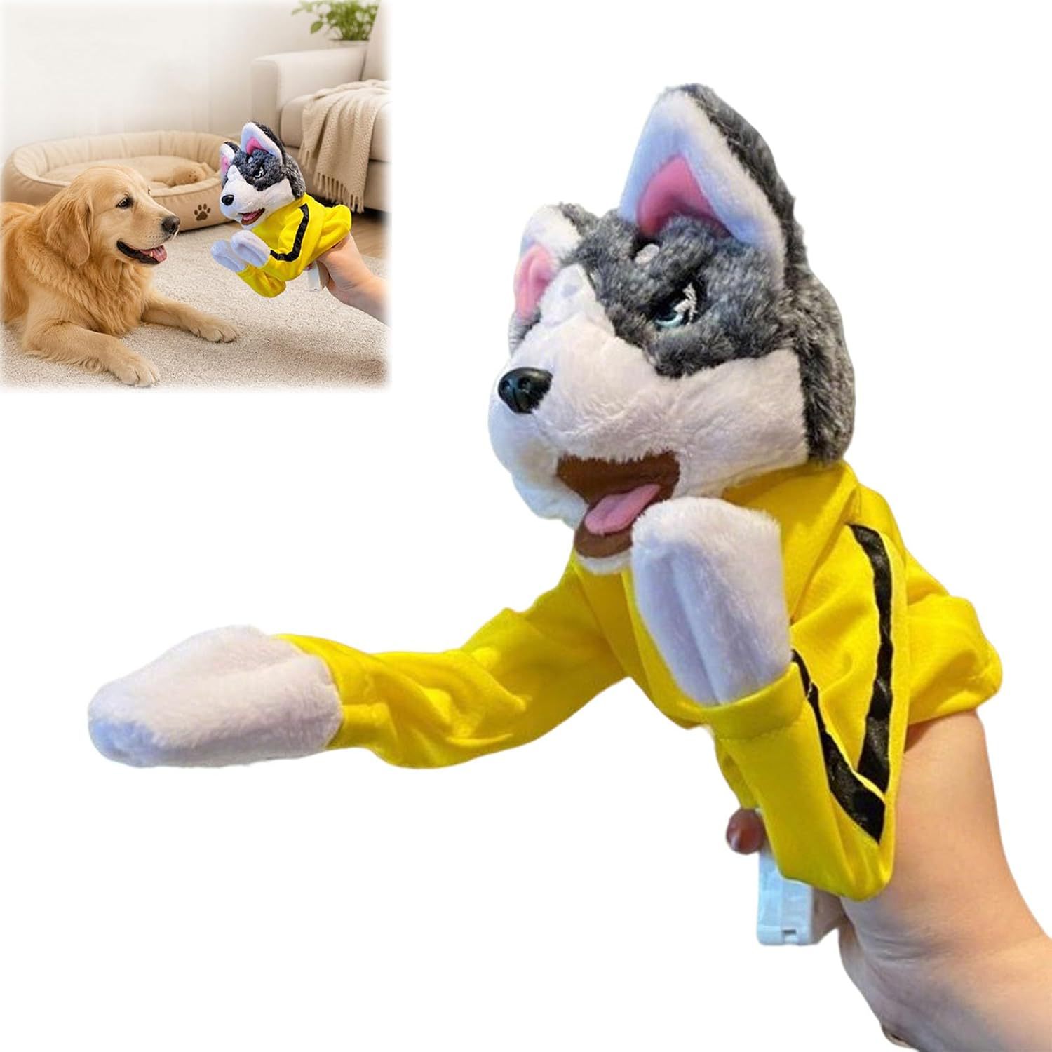 Interactive Squeaky Plush Dog Toy - Husky Boxing Interaktives Plüschtier, Kung-Fu-Hund mit