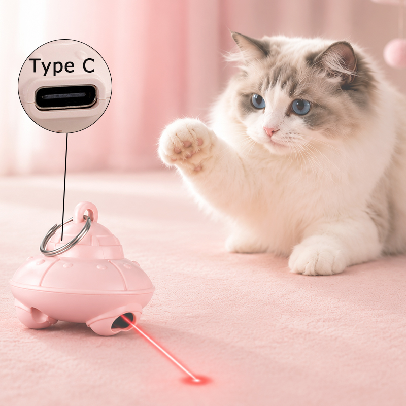 Laser Pointer Cat Toy Automatic - USB-Aufladbares Elektrisches Katzen-Laserspielzeug, Interaktives Katzenhalsband für